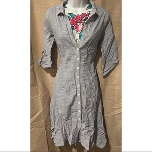 Concept Striped Blue White Button Down Collared Dress